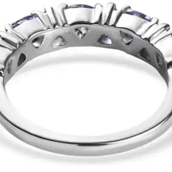 Tanzanite Half Eternity Band Ring in Platinum Over Sterling Silver 1.35 ctw - Picture 6 of 10